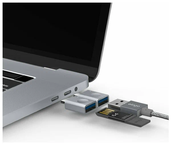 Адаптер Elago USB-C to USB-A Micro Aluminium LED, серебристый